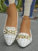 Zapatos Planos Estampados con Punta Afilada y Diseño Deslizable