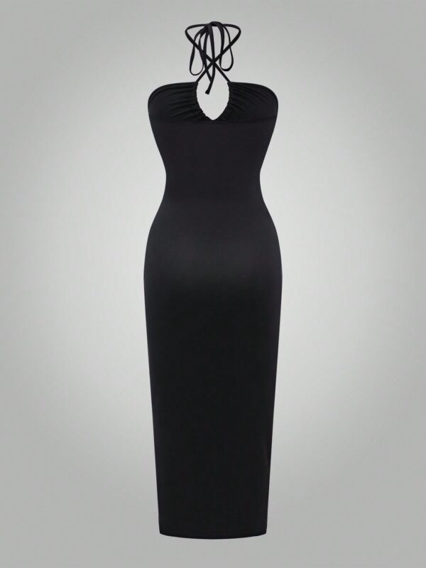 Vestido Largo Halter Sin Mangas con Espalda Descubierta y Abertura Lateral - Image 2