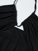 Vestido Largo Halter Sin Mangas con Espalda Descubierta y Abertura Lateral