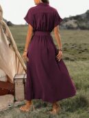 Vestido Maxi con Botones y Mangas Murciélago
