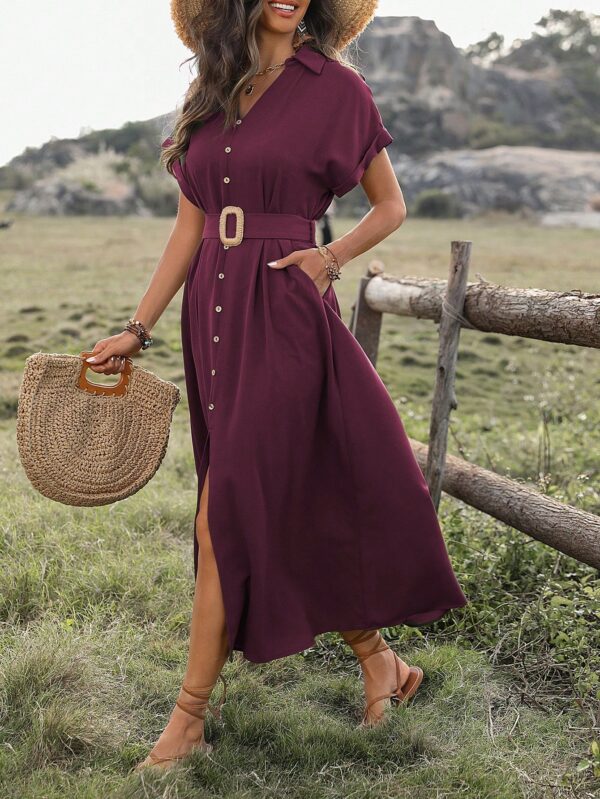 Vestido Maxi con Botones y Mangas Murciélago - Image 3