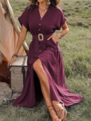 Vestido Maxi con Botones y Mangas Murciélago