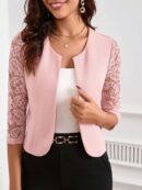 Blazer Mujer con Encaje en Mangas y Abertura frontal