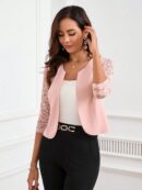 Blazer Mujer con Encaje en Mangas y Abertura frontal