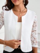 Blazer Mujer con Encaje en Mangas y Abertura frontal