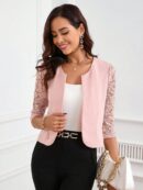 Blazer Mujer con Encaje en Mangas y Abertura frontal