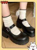 Zapatos Oxford de Tacón Alto y Suela Gruesa Estilo Mary Jane