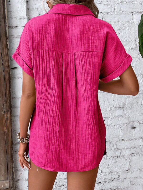 Camisa Azul Marino con Detalles Texturados y Mangas Batwing - Image 27