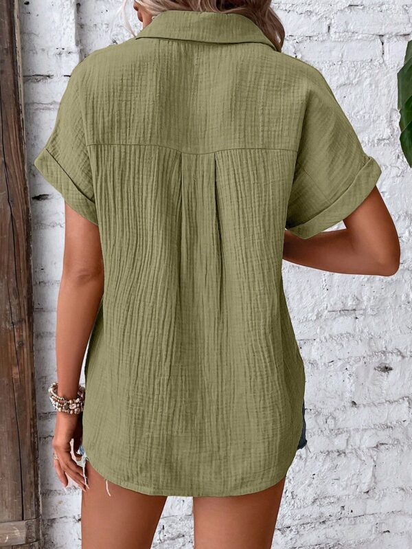Camisa Azul Marino con Detalles Texturados y Mangas Batwing - Image 21