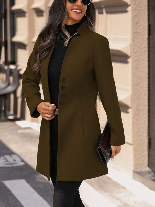 Abrigo de Lana Ajustado con Cuello Mao Estilo Casual - Image 11