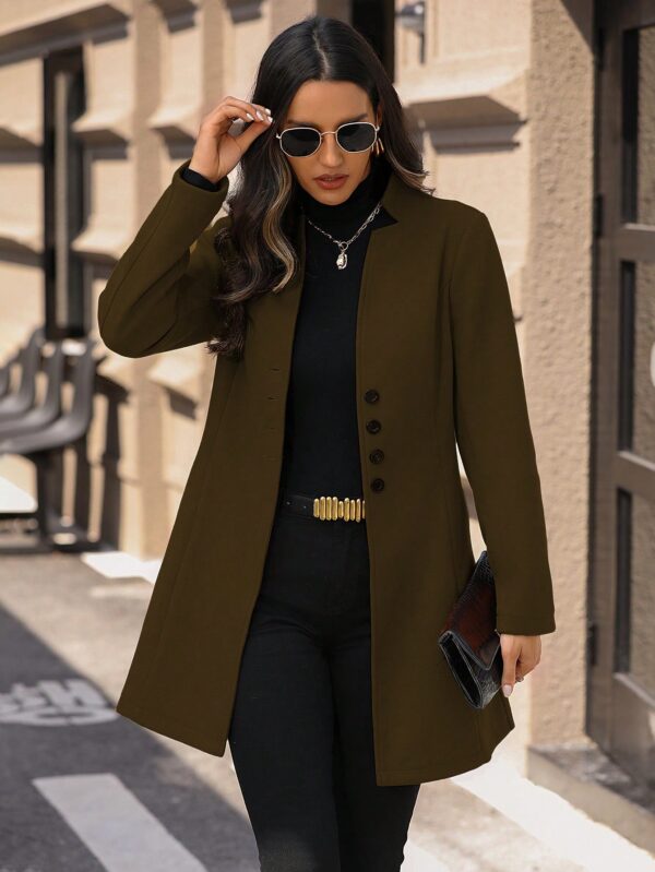 Abrigo de Lana Ajustado con Cuello Mao Estilo Casual - Image 14