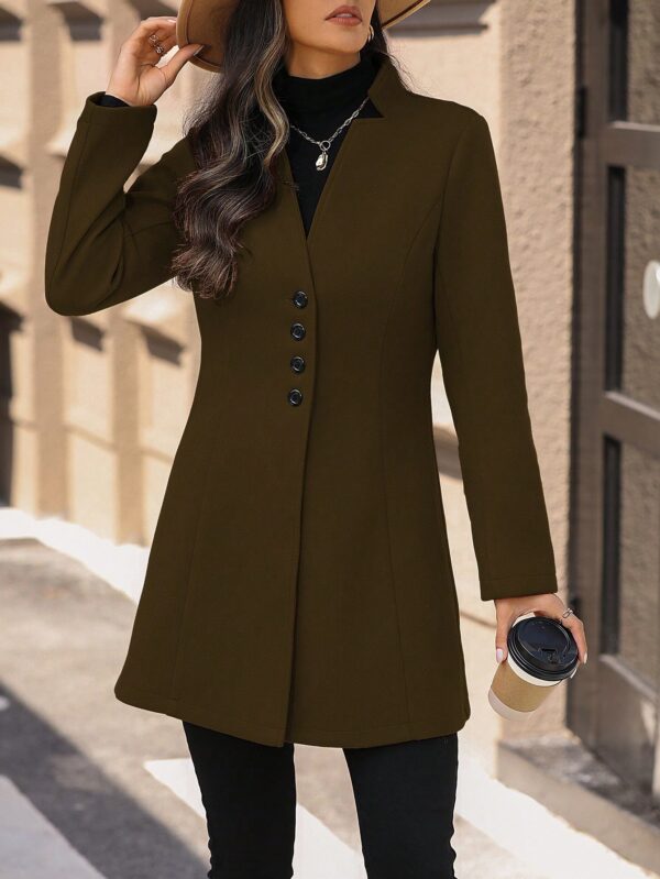 Abrigo de Lana Ajustado con Cuello Mao Estilo Casual - Image 15