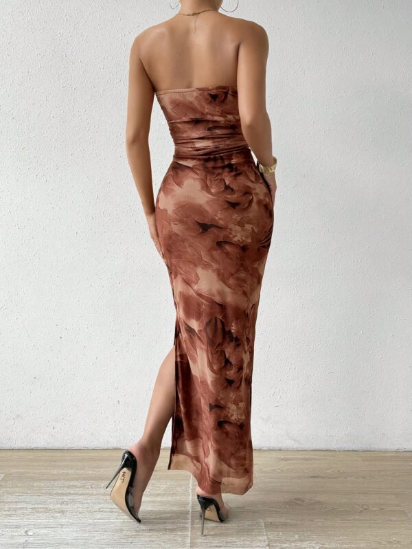 Vestido Strapless Tie Dye con Abertura Lateral y Ruched - Image 45