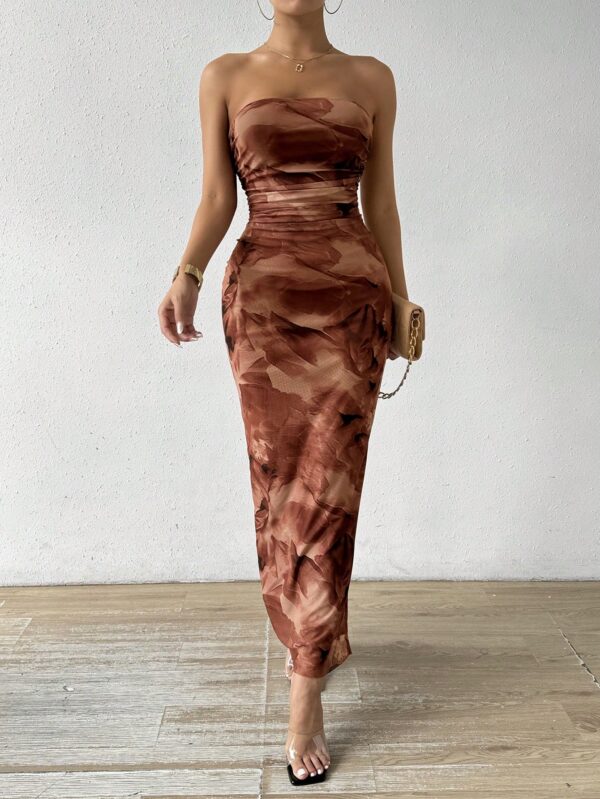 Vestido Strapless Tie Dye con Abertura Lateral y Ruched - Image 48