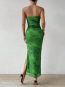 Vestido Strapless Tie Dye con Abertura Lateral y Ruched