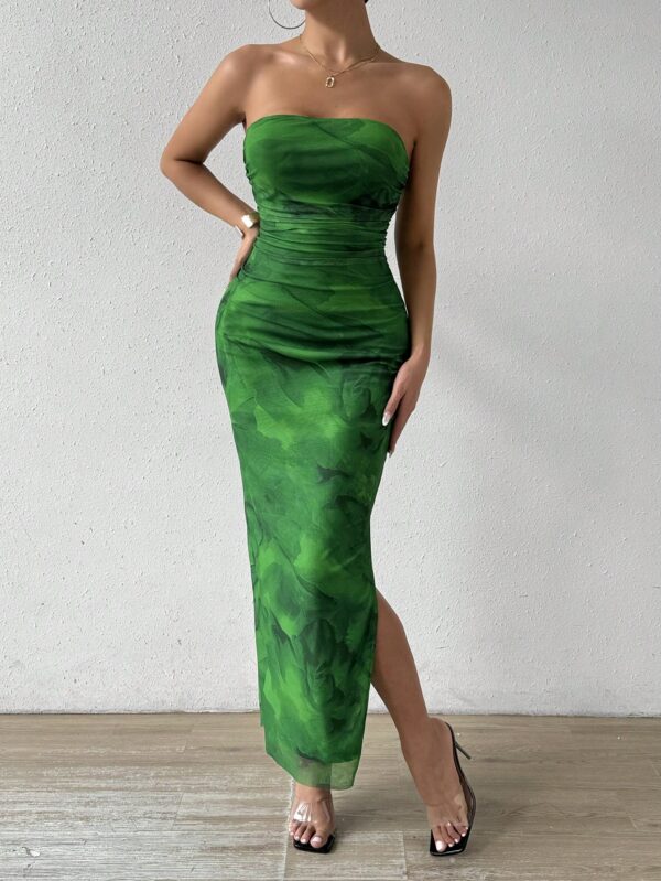 Vestido Strapless Tie Dye con Abertura Lateral y Ruched - Image 52