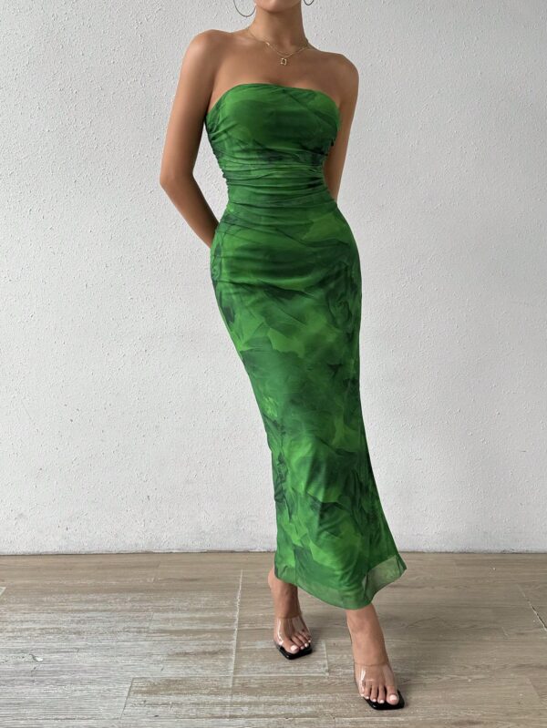 Vestido Strapless Tie Dye con Abertura Lateral y Ruched - Image 53