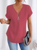 Blusa Casual con Cremallera y Manga Murciélago