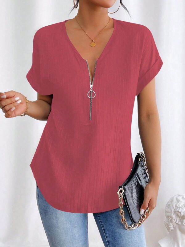 Blusa Casual con Cremallera y Manga Murciélago - Image 76