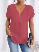 Blusa Casual con Cremallera y Manga Murciélago