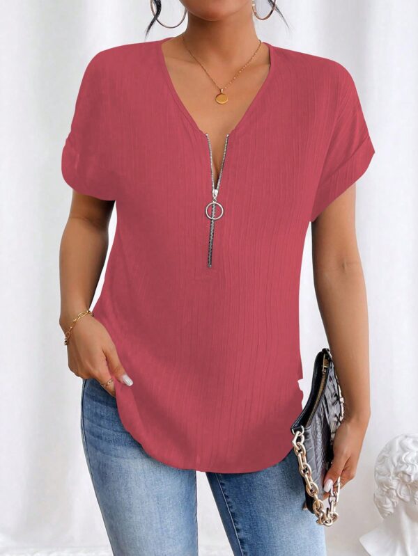 Blusa Casual con Cremallera y Manga Murciélago - Image 78