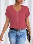 Blusa Casual con Cremallera y Manga Murciélago