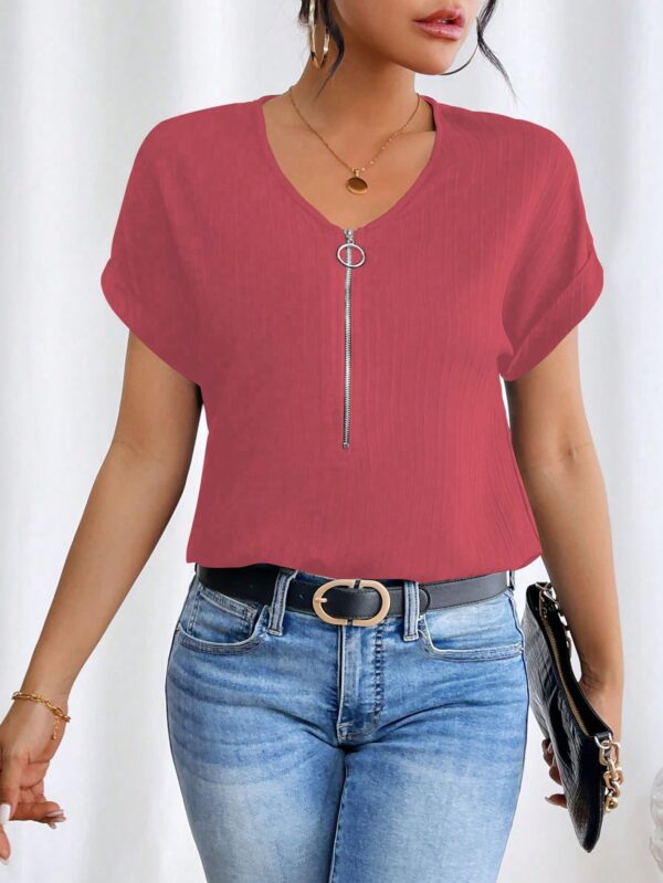 Blusa Casual con Cremallera y Manga Murciélago - Image 79