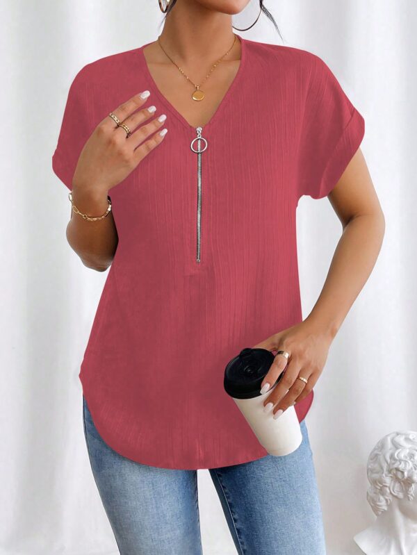 Blusa Casual con Cremallera y Manga Murciélago - Image 80