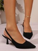 Zapatos de Tacón Elegantes con Correa Trasera y Tacón Piramidal