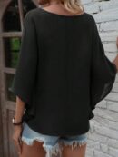 Blusa de Verano con Escote en V y Mangas Murciélago