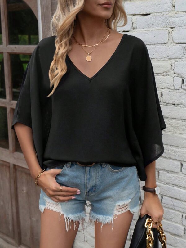 Blusa de Verano con Escote en V y Mangas Murciélago - Image 7