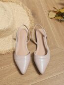 Zapatos Planos de Cuero Suave con Punta Puntiaguda y Diseño Bicolor