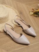 Zapatos Planos de Cuero Suave con Punta Puntiaguda y Diseño Bicolor