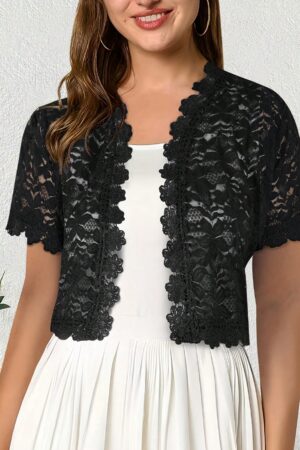 Bolero Shrug Casual de Verano con Encaje Camellia y Manga Corta