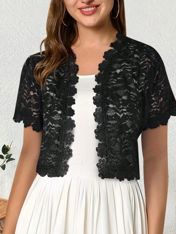 Bolero Shrug Casual de Verano con Encaje Camellia y Manga Corta