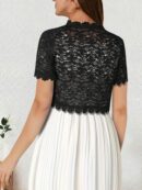 Bolero Shrug Casual de Verano con Encaje Camellia y Manga Corta