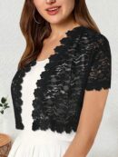 Bolero Shrug Casual de Verano con Encaje Camellia y Manga Corta