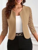 Blazer Mujer con Encaje en Mangas y Abertura frontal