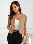 Blazer Mujer con Encaje en Mangas y Abertura frontal