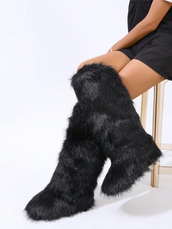Botas de Nieve Peludas de Caña Media para Mujer - Image 61