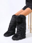Botas de Nieve Peludas de Caña Media para Mujer