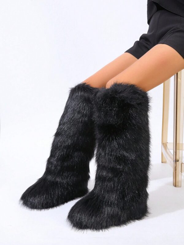 Botas de Nieve Peludas de Caña Media para Mujer - Image 62