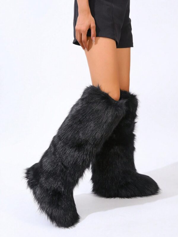 Botas de Nieve Peludas de Caña Media para Mujer - Image 63