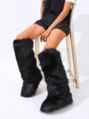 Botas de Nieve Peludas de Caña Media para Mujer