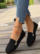 Mocasines Casuales de Mujer con Hebilla Metálica
