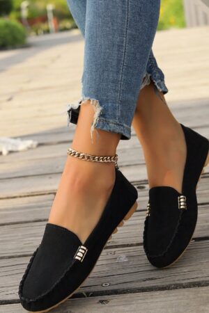 Mocasines Casuales de Mujer con Hebilla Metálica