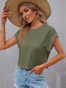 Camiseta Cuello Redondo y Manga Murciélago
