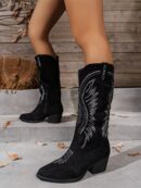 Botas de Tacón Cuña Bordadas con Cierre Lateral