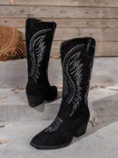 Botas de Tacón Cuña Bordadas con Cierre Lateral