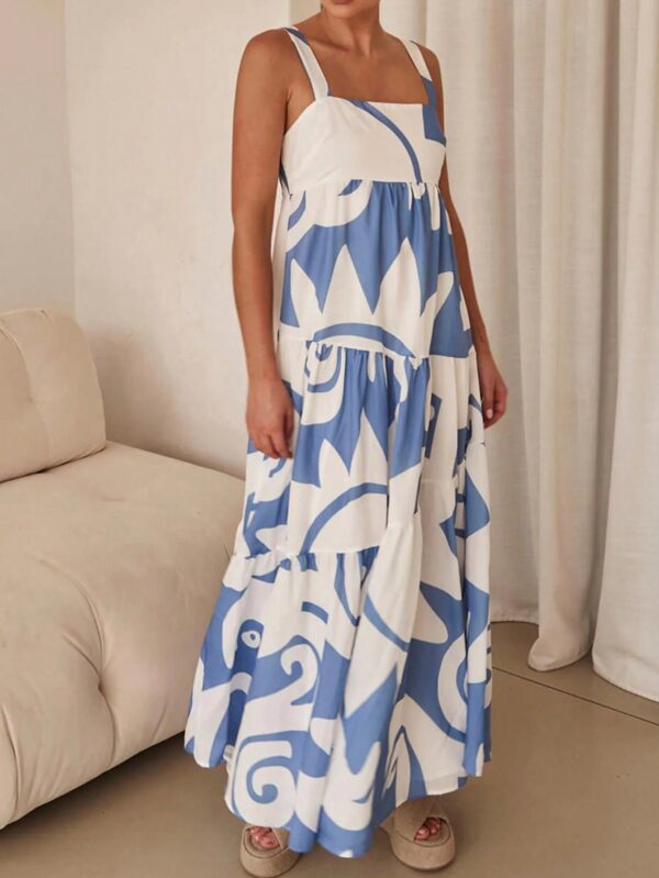 Vestido Largo Casual de Vacaciones con Estampado Aleatorio - Image 4